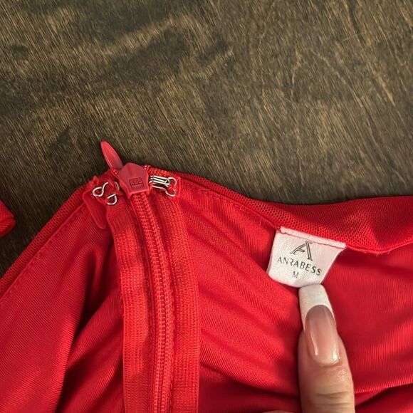 ANRABESS Sexy V Neck Ruched Bodycon Mini Dress Puff Long Sleeve Cocktail - Picture 6 of 12